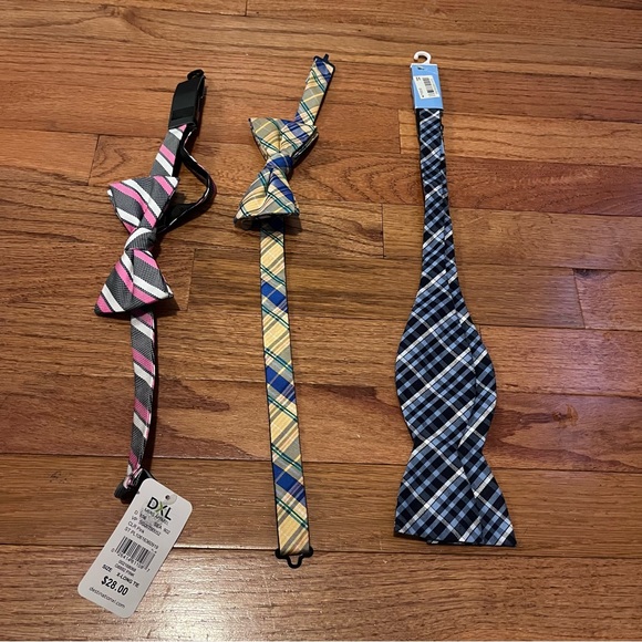 DXL Multicolor Stripe Bow Tie (Pre-tied, Adjustable) PLUS 2 Macy’s Ties - Picture 6 of 6
